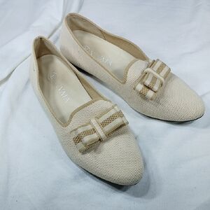 Beige Women's Vivaia Knit Loafers with Bow size